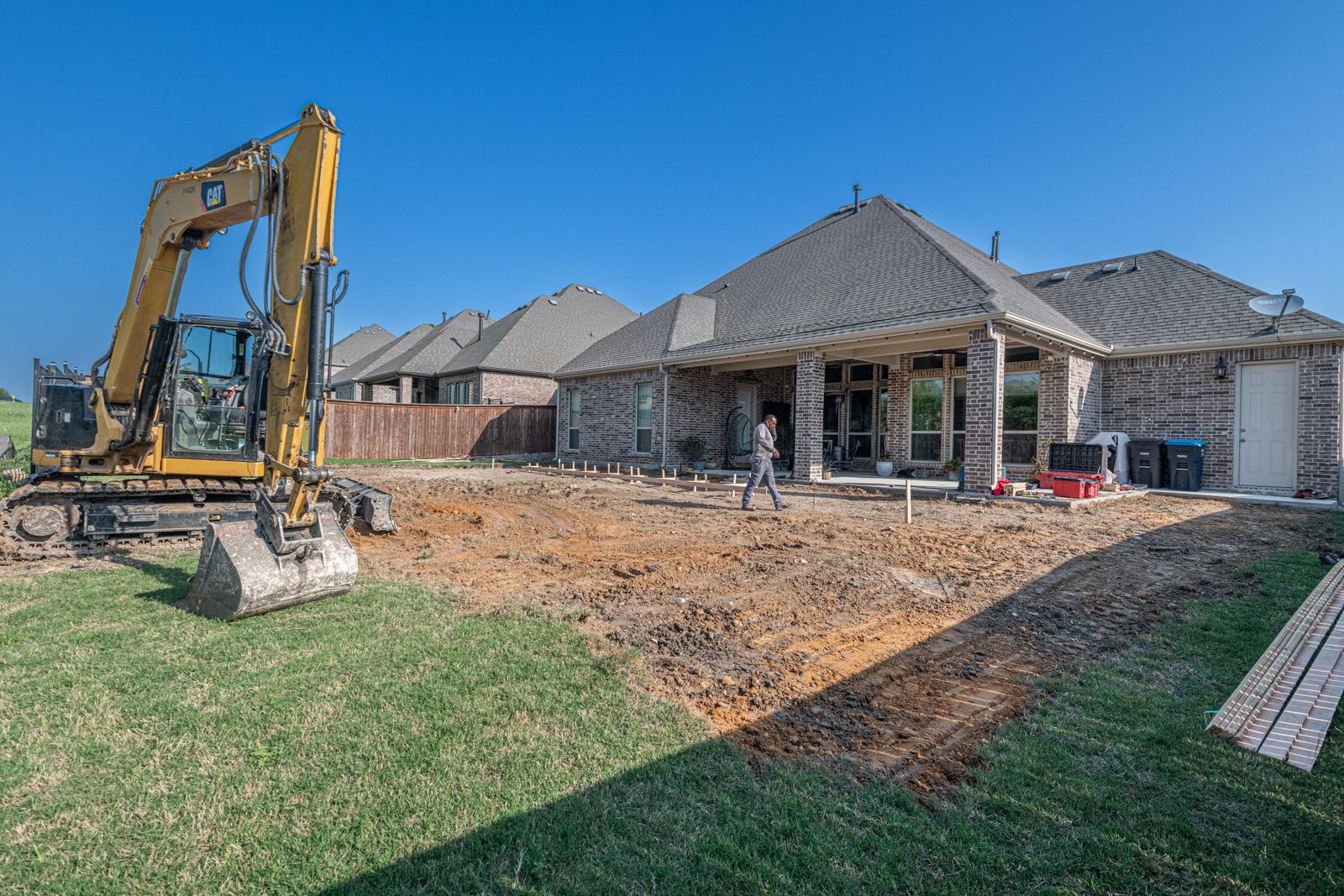 Backyard patio construction on Texas home in DFW area