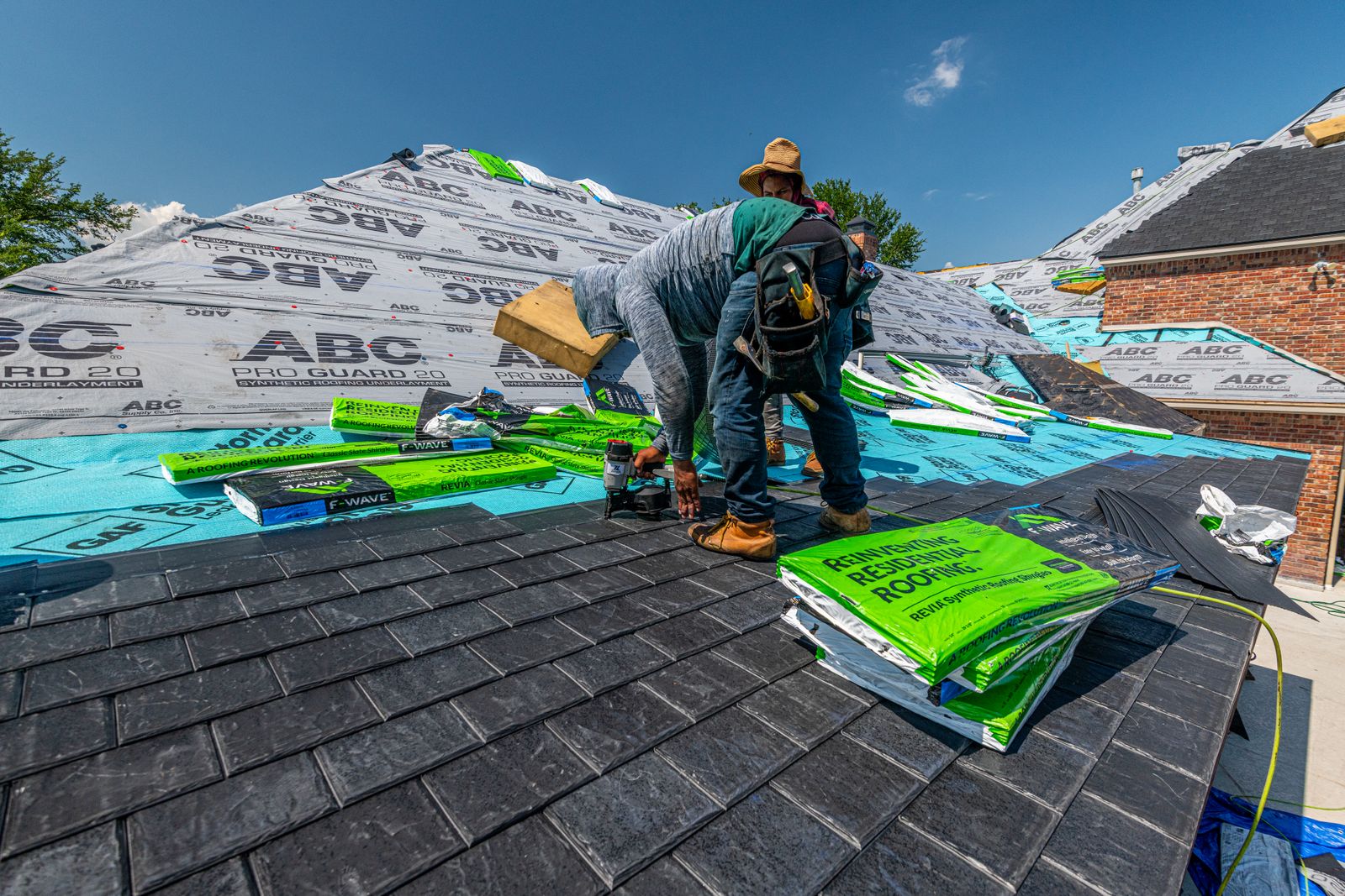 Professional roof installation on brick home in Fort Worth Texas